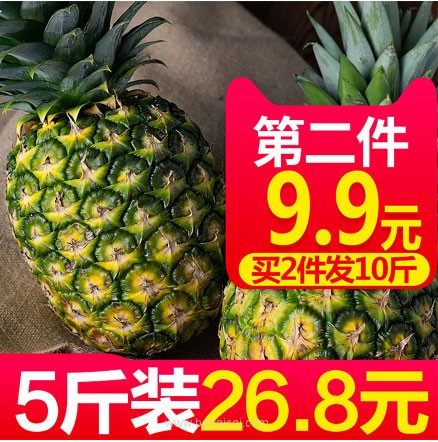 天猫商城:海南三亚 新鲜无眼凤梨 拍2件净重10斤 双重优惠后,实付¥31.6包邮