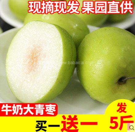 天猫商城：现摘现发，花果山日记 牛奶枣大青枣5斤  现价￥36.9，领￥10优惠券，券后￥26.9包邮