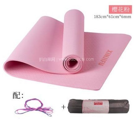 天猫商城:XINJIFU tpe 瑜伽垫 6mm 送魔术捆绳 现价¥34,领¥15优惠券 ,券后¥19包邮