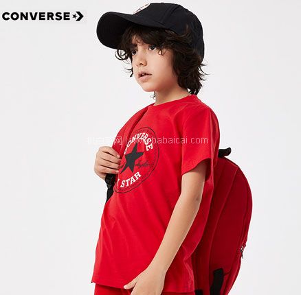 天猫商城:Converse 匡威 男女童中大童纯棉短袖T恤 多色 双重优惠后¥49包邮