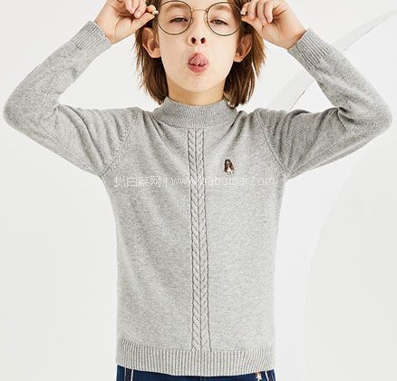 天猫商城:Hush Puppies 暇步士 男童中大童圆领套头毛衣(105~170码)4色 现¥158,领¥70优惠券,券后¥88包邮