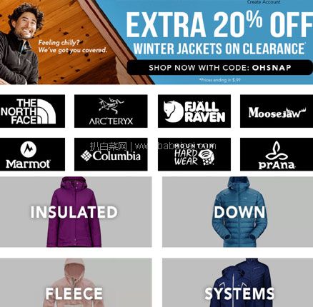 Moosejaw:冬季夹克清仓额外8折促销!Arc'teryx 始祖鸟 男款抓绒夹克 折后.79,到手606元
