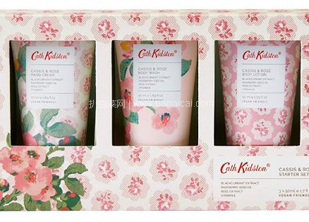 亚马逊海外购：Cath Kidston 凯茜·琦丝敦 玫瑰旅行护肤礼盒（护手霜50ml+身体乳50ml+沐浴露50ml） 秒杀价￥63.65，直邮含税到手史低￥69.44