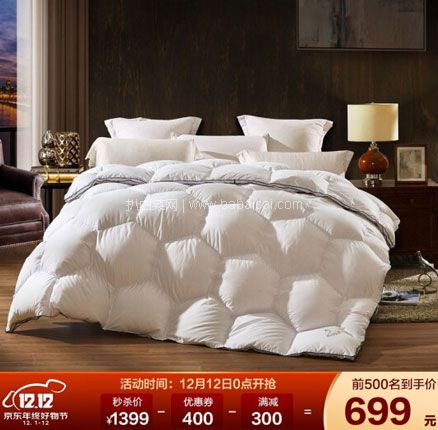京东商城:LOVO 家纺 钻石空间 90%白鹅绒被 220*240cm 新低¥699元包邮