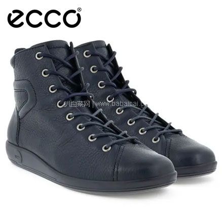 亚马逊海外购:ECCO 爱步 Soft 2.0 柔酷2号 女士 真皮系带高帮鞋,直邮含税到手¥414.48