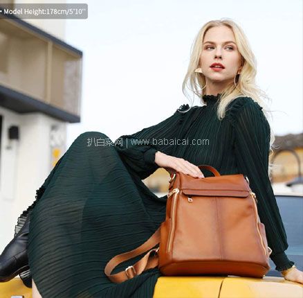 亚马逊海外购:美国 Kattee 女士 真皮金属拉链双肩包 免费直邮含税到手新低¥603.69元