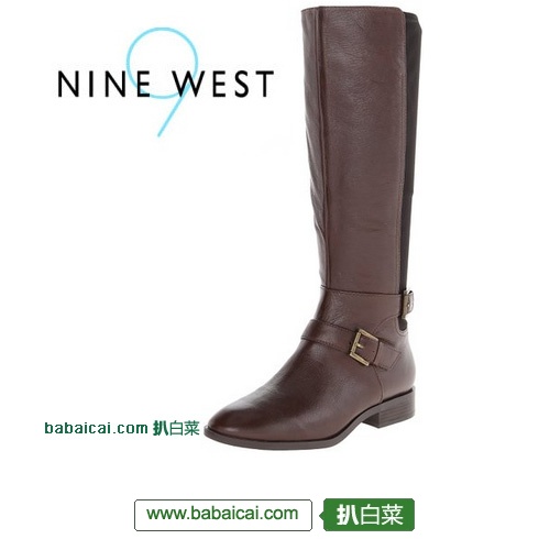 Nine West 玖熙 Bridge Riding 女士真皮中筒靴 额外7.5折后实付$61.69